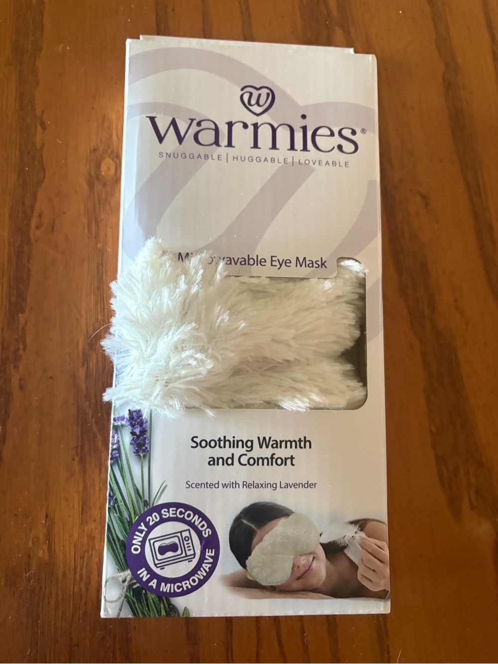 Lavender Scented White Plush Microwavable Eye Mask - New is box - never used